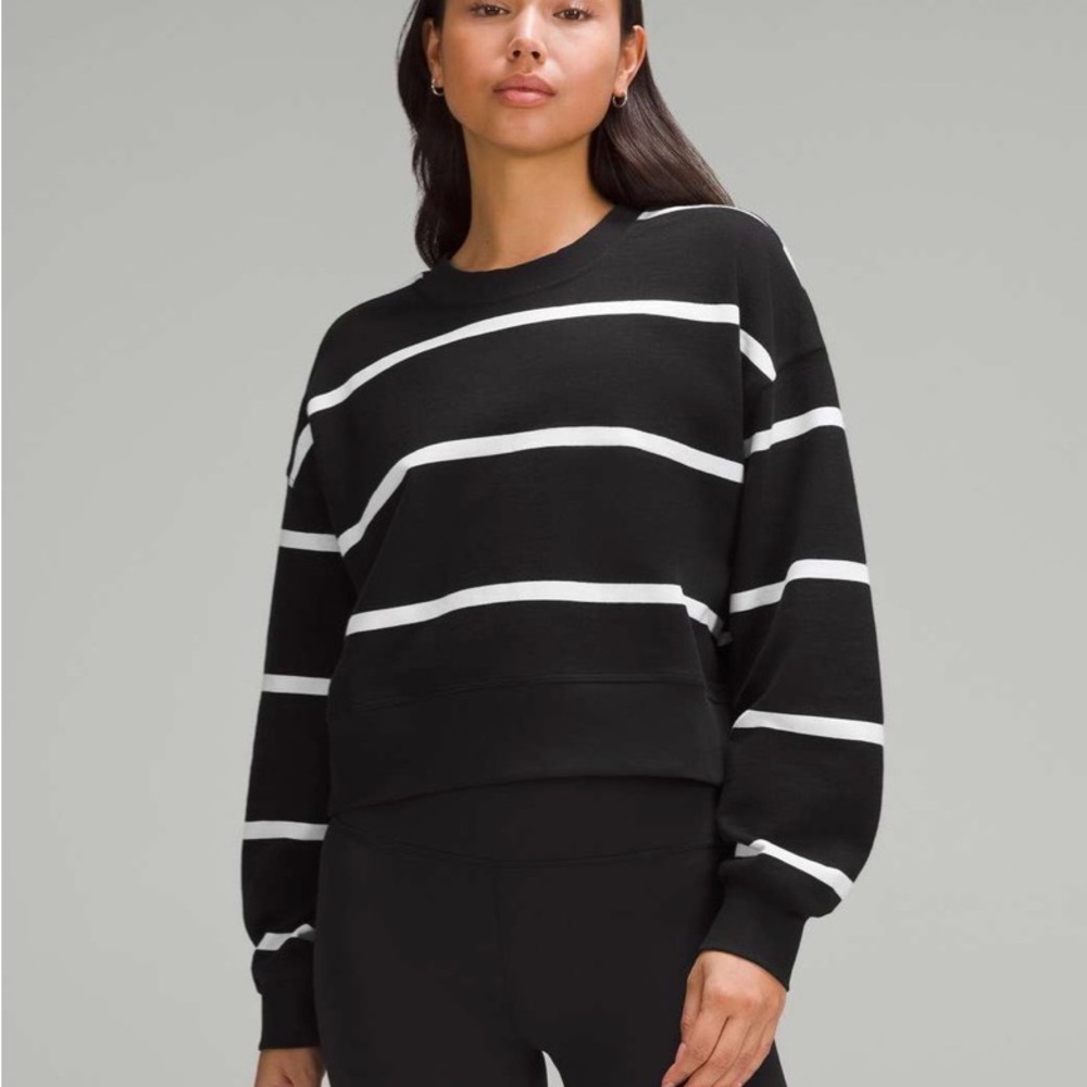 Lululemon Athletica Black and White Striped Perfectly Oversized Crewneck Sweater